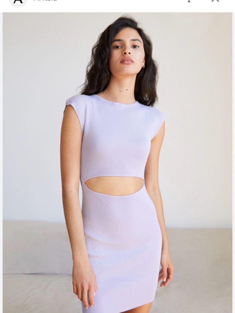 Aritzia- Wilfred Lilac Ribbed Scoop-Neck Top